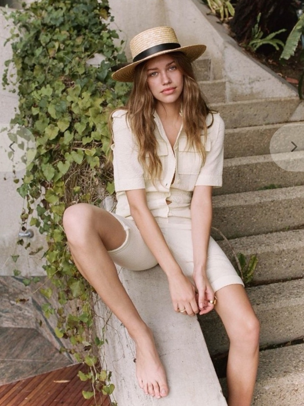 Lack Of Color Straw Boater Hat with Black Band